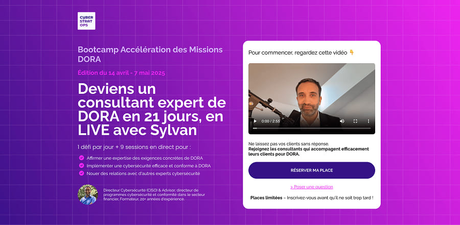 Deviens un consultant expert de DORA en 21 jours, en LIVE avec Sylvan